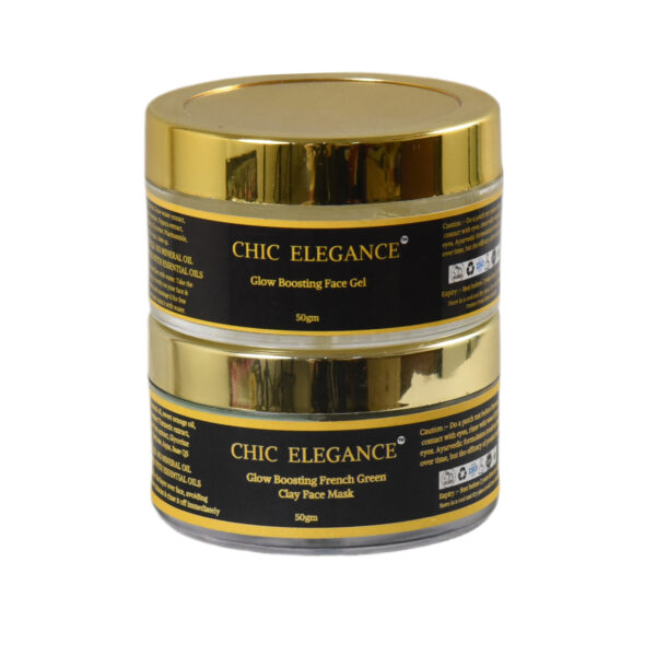 CHIC ELEGANCE Glow Boosting French Green Clay Mask and Glow Boosting Face Gel | 100 gm | Pack of 2